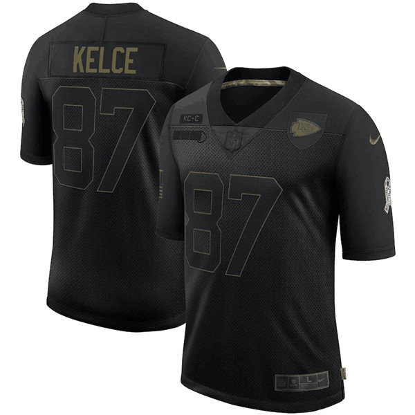 Men's Kansas City Chiefs #87 Travis Kelce Black NFL 2020 Salute To Service Limited Stitched Jersey